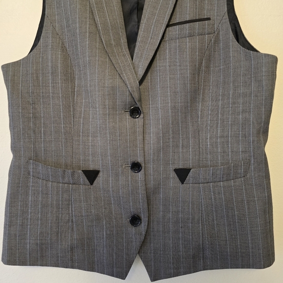 S Business Casual Vest Grey Black Blue 3 Buttons Pockets Minimalist Size Large - Picture 5 of 16